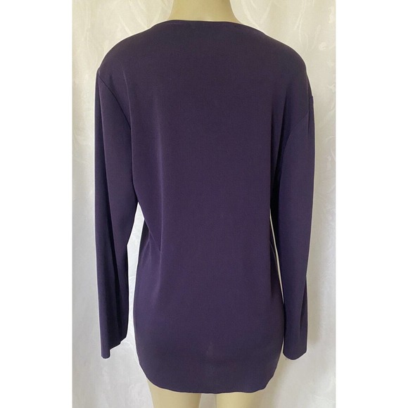 Exclusively Misook Top Blouse Round Neck Knit Long Sleeve Purple Mandari… - Picture 4 of 5